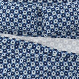 Flower Power Sheet Set, Blue and White Floral Sheets, Retro Bedding, Boho Decor, Bohemian Decor Pattern Designed by Victoria Bright Home