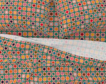 Floral Sixties Sheet Set, Mid Century Modern Bedding, 100% Italian Cotton Sateen