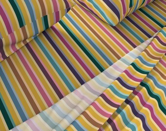 Summer Stripe Jewel Tone Colorful Sheet Set, Mid Century Decor, Lux Cotton Sheet Set Designed by Victoria Bright Home