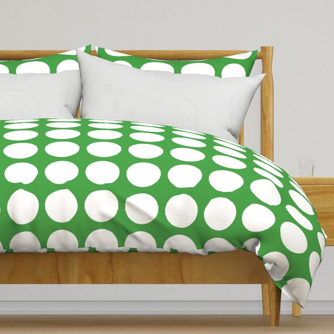 Green and White Polka Dot Duvet Cover...