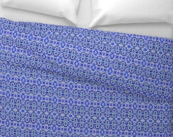 Beautiful Blue French Country Duvet Cover with Optional Shams, Cottagecore Bedding by Victoria Bright Home