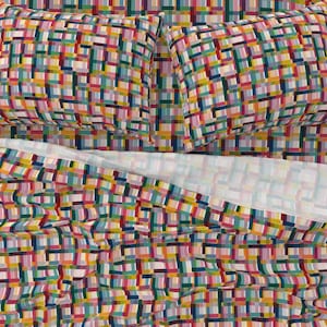 Modern Brightly Colored Plaid Sheet Set, Maximalist Bedding, Boho Chic, Bohemian Bedding, Check Check Designed by Victoria Bright Home