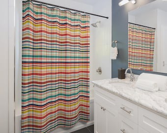 Boy Scout Plaid with a Wes Anderson Vibe Shower Curtain | Nostalgic Camp Plaid Bathroom