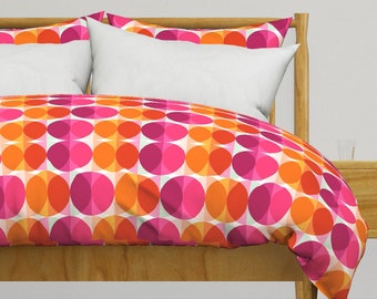Modern Duvet Cover with Optional Matching Shams, Bauhaus Pink and Orange Bedding, Maximalist Decor, Boho Bedding by Victoria Bright Home
