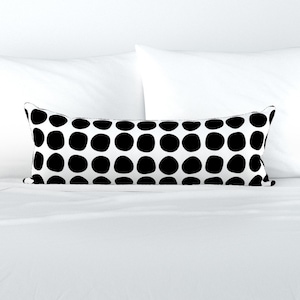 Modern Long Lumbar Pillow in Scandi Black and White Pattern, Throw Pillow, Toss Pillow, Abstract Polka Dot by Victoria Bright Home,