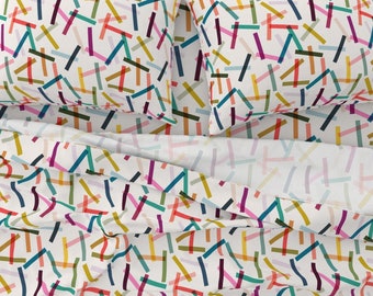 Modern Sheet Set in Rainbow Washi Tape, Mid Century Bedding, Farmhouse Bedding, Confetti pattern Designed by Victoria Bright Home
