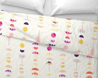 Scandinavian Floral Duvet Cover, Italian Cotton Sateen Bedding
