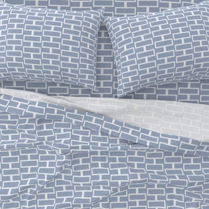 Modern Sheet Set in Blue, Mid Century Bedding, Mid Mod Geometric Bedding, Minimalist Decor Designed by Victoria Bright Home