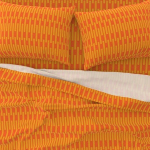Modern Sheet Set in Orange, Mid Century Bedding, Orange Keys Geometric Bedding, Maximalist Sheet Set Designed by Victoria Bright Home