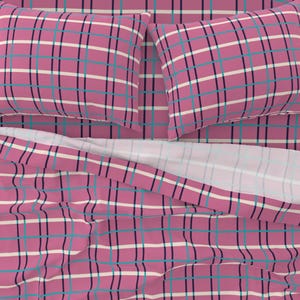Scandi Plaid Pink Sheet Set, Nordic Designer Bedding by Victoria Bright Home