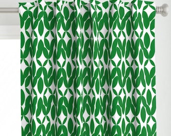 Japanese Tea Leaves Curtains, Nature Lover Window Treatments, Bright Green Curtain Panels Designed by Victoria Bright Home
