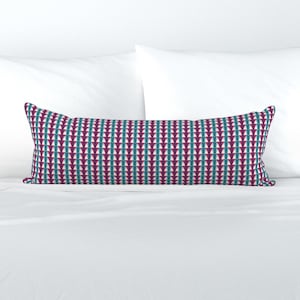 Art Deco Modern Long Lumbar Pillow, Blue and Purple Bolster Pillow, Retro Pillow, Art Deco Accent Pillow Designed by Victoria Bright Home