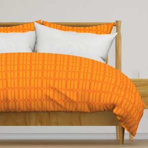 Retro Sixties Orange Duvet Cover with Optional Matching Shams Mid Century Modern Design by Victoria Bright Home