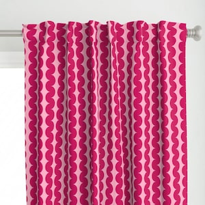 RicRac Wavy Pink Curtains, Scandinavian Maximalist Window Treatments, Curtain Panels Designed by Victoria Bright Home