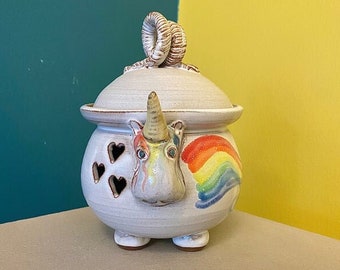 Elwood the Rainbow Unicorn Garlic Keeper