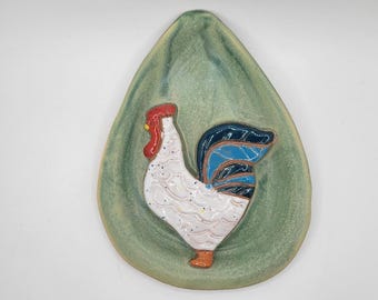 Rooster Spoon Rest. Handmade Pottery. Perfect Gift For Your Kitchen!