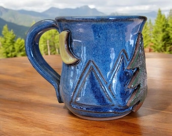 Mountain Mug. Handmade Pottery. Perfect Gift For Anyone Who Loves The Mountains!