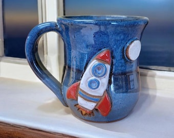 Rocket Mug.Handmade Pottery. Perfect Gift Idea For Anyone Who Loves Space!