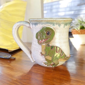 T-Rex Mug. Handmade Pottery. Perfect Gift For Any Dinosaur Lovers!