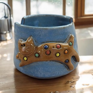 Cat Sponge Holder. Handmade Pottery. A Perfect House Warming Gift Idea!