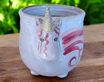 Unicorn Planter. Ruby is her name. Handmade Pottery