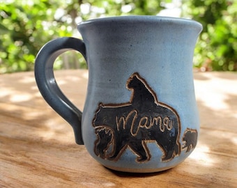 Mama Bear Mug. Handmade Pottery. Perfect For Any Mom!