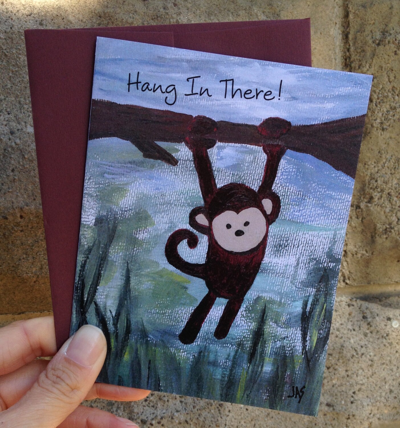 Hang In There Monkey Card | Etsy