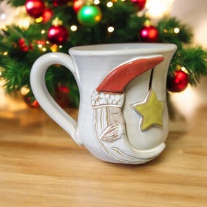 Santa Moon Mug. Handmade Pottery. Perfect Mug for the Holidays!