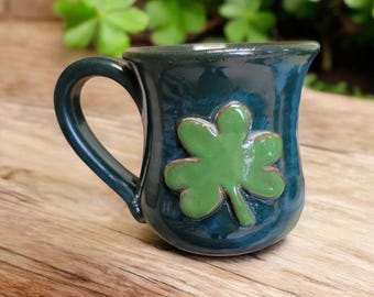 Shamrock Mug. Handmade Pottery. Perfect Gift For Someone Who Loves St. Patrick's Day.
