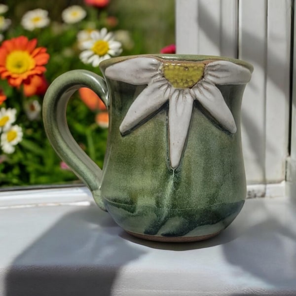 Daisy Mug. Handmade Pottery. Perfect Gift For Anyone Who Loves Flowers!