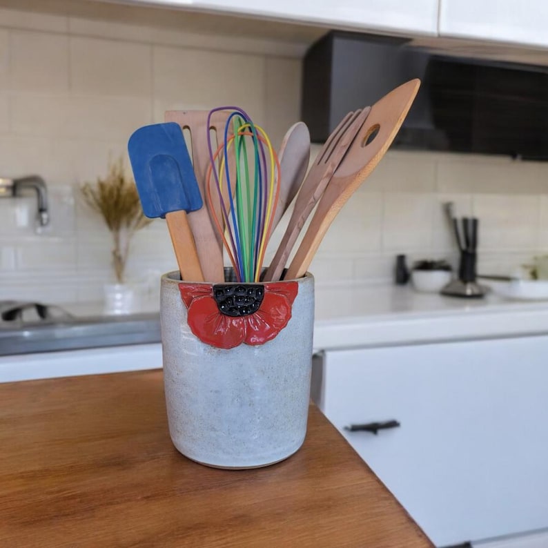 MudWorks Pottery Poppy Utensil Holder