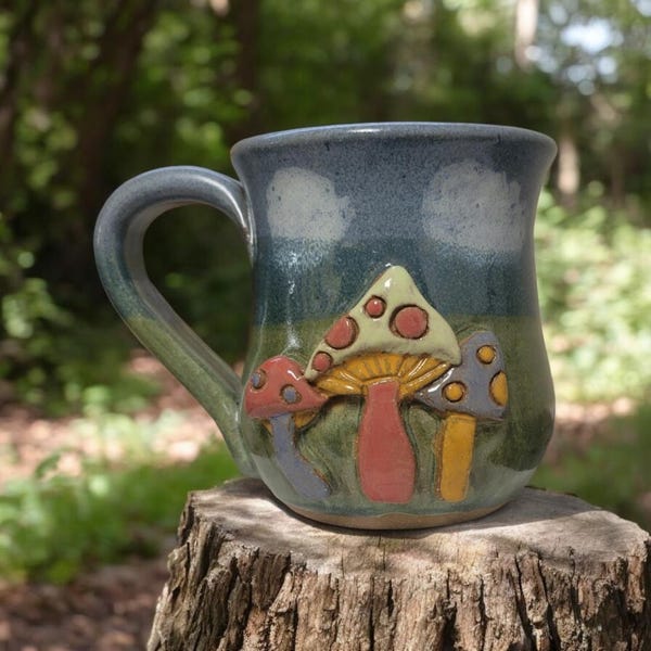 Mushroom Mug. Handmade Pottery. Perfect Gift For Anyone Who Loves Mushrooms!