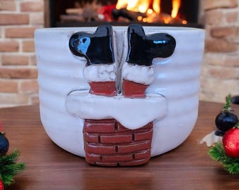 Santa Chimney Bowl. Handmade Pottery.