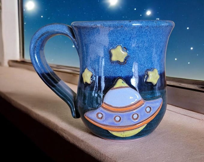 UFO Mug. Handmade Pottery. Perfect For Anyone Who Loves Aliens!