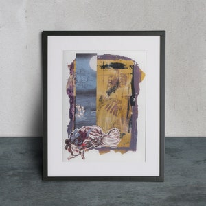 KITSUNE - A4 - Collage originale senza cornice | mixed media | wall art | wall decor | volpe | Giappone