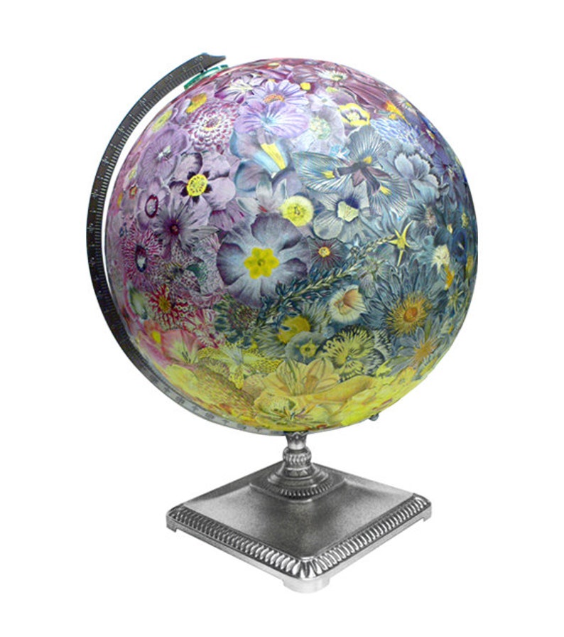 Vintage Globe Art Everlasting Bouquet Globe Flowers World Etsy