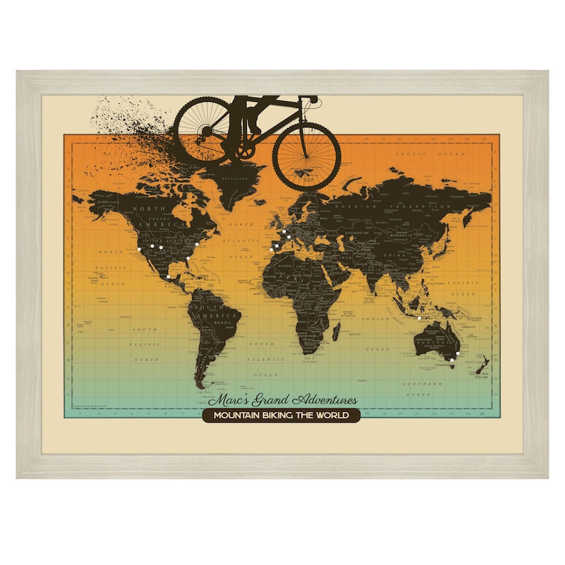 Mountain Bike World Push Pin Travel Map: Mountain Biker Gift - Etsy