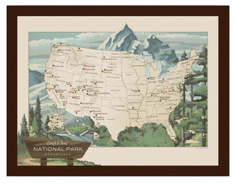 National Parks Push Pin Map USA: Personalized Travel Keepsake Gift
