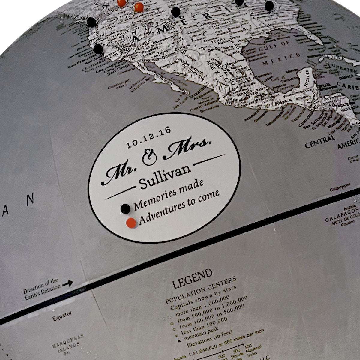 Personalized Grey Push Pin Globe Custom World Globe With Pins To Track Travels