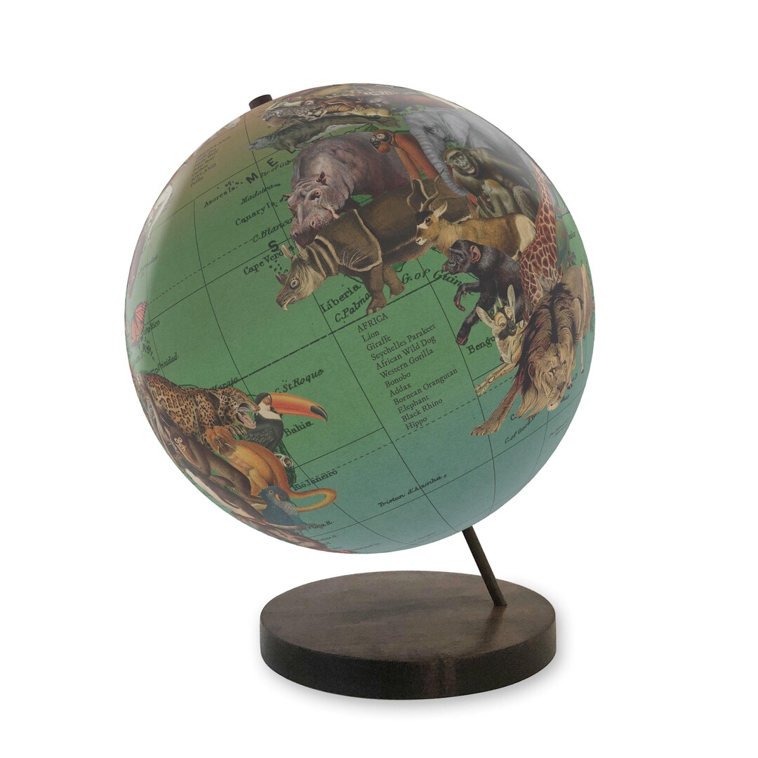 Handmade Endangered Species of the World Personalized Globe Art by ...