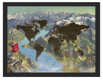 Personalized Hiking World Push Pin Travel Map: Rock Climbing Gift