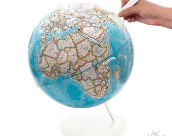 Blue Push Pin World Globe: Travel Keepsake, Classroom Geography