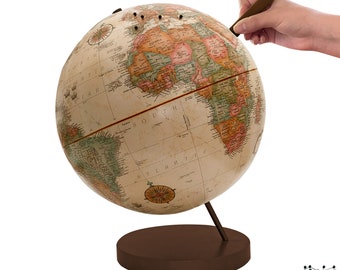 Push Pin Globe Antique,  Travel Globe with Pins, Travel Gifts Dad