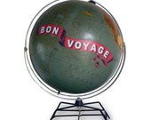 Vintage Globe Art, Bon Voyage, Travel World Globe Art