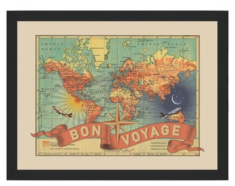 Bon Voyage Vintage Map Art Print by Wendy Gold