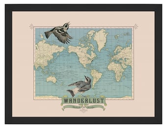 Personalized Wanderlust World Pushpin Travel Map