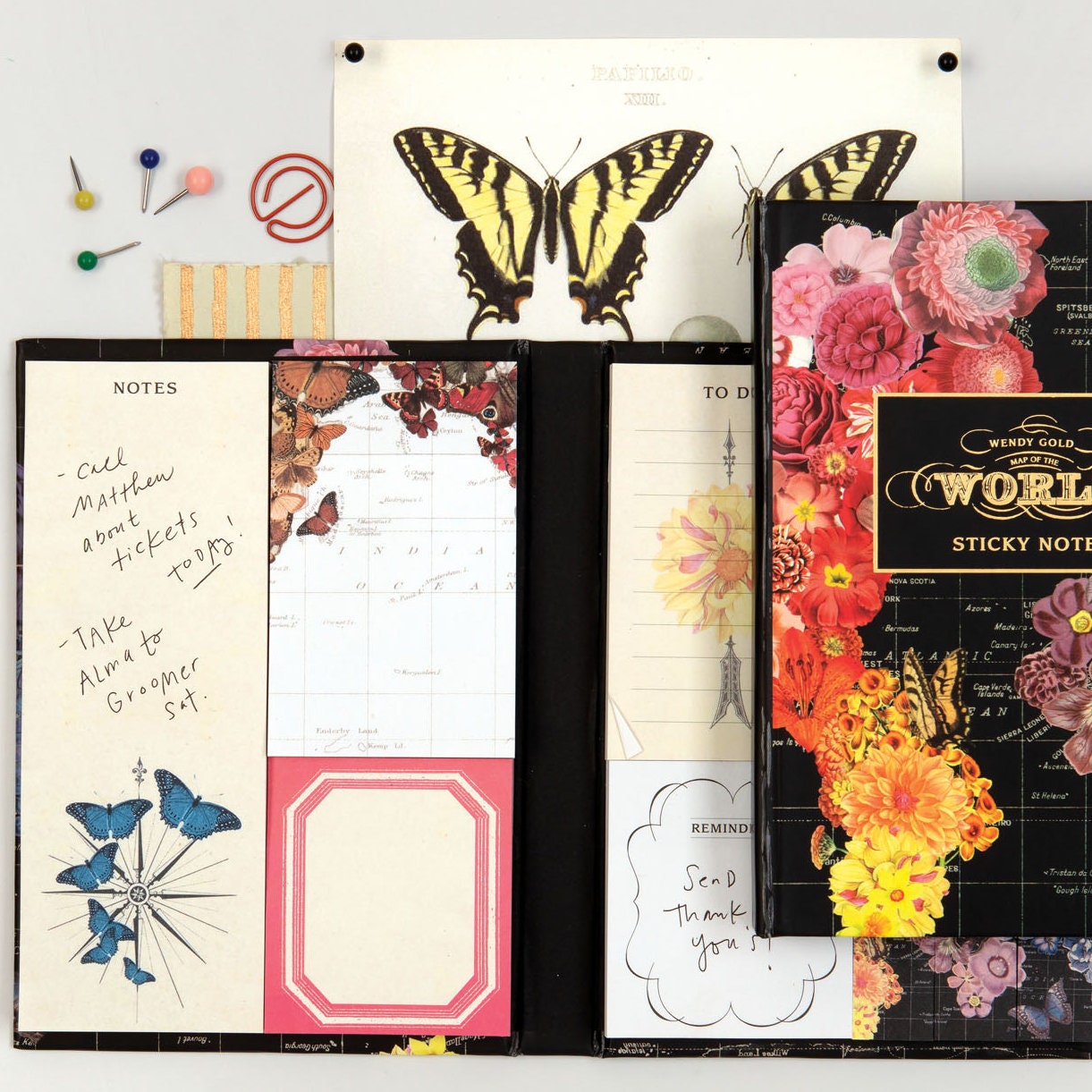 Wendy Gold Full Bloom Sticky Notes: Floral Butterfly Hardcover Book - Etsy