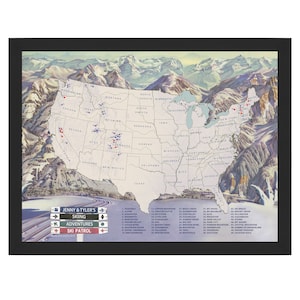 Personalized USA Ski Resort Push Pin Map: Gift for Skiers