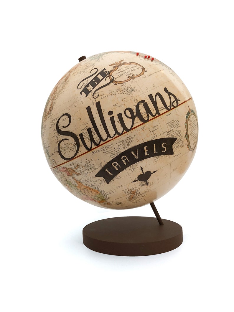 Family Travels Push Pin Globe, World globe with push pins image 5