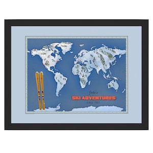 Personalized Ski and Snowboard Push Pin World Travel Map